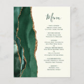 Budget Emerald Green Gold Agate Ivory Wedding Menü (Vorderseite)