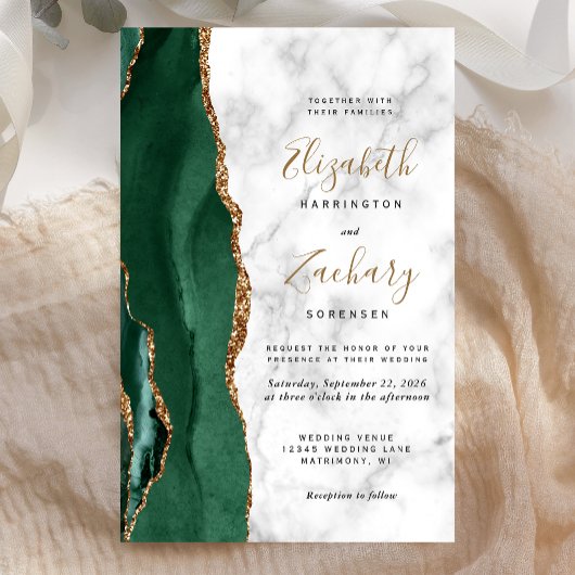 Budget Emerald Green Gold Agate Marble Wedding