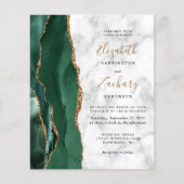 Budget Emerald Green Gold Agate Marble Wedding (Vorderseite)