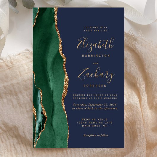 Budget Emerald Green Gold Agate Navy Blue Wedding