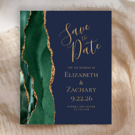 Budget Emerald Green Gold Agate Navy Save the Date