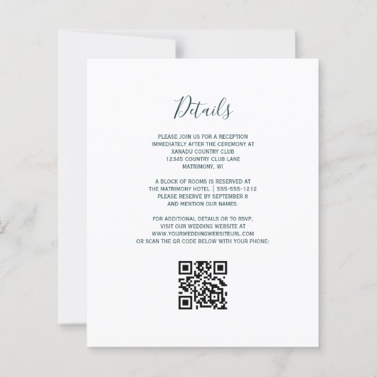 Budget Emerald Green Gold Agate QR Code Hochzeit (Rückseite)