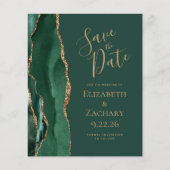 Budget Emerald Green Gold Agate Save the Date (Vorderseite)