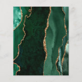 Budget Emerald Green Gold Agate Script Wedding (Rückseite)