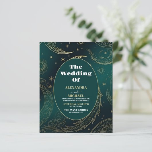 Budget Emerald Green Gold Celestial Wedding (Stehend Vorderseite)