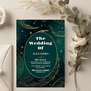 Budget Emerald Green Gold Celestial Wedding