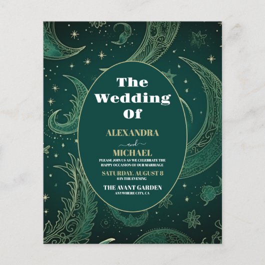 Budget Emerald Green Gold Celestial Wedding (Vorderseite)