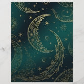 Budget Emerald Green Gold Celestial Wedding Flyer (Hinten)