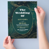 Budget Emerald Green Gold Celestial Wedding Flyer (Hand)