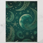 Budget Emerald Green Gold Celestial Wedding Flyer (Hinten)