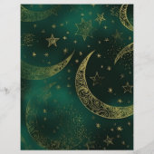Budget Emerald Green Gold Celestial Wedding Flyer (Hinten)