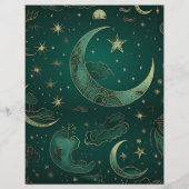 Budget Emerald Green Gold Celestial Wedding Flyer (Hinten)