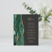 Budget Emerald Green Gold Dark Wedding Menu (Stehend Vorderseite)