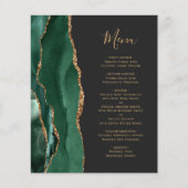 Budget Emerald Green Gold Dark Wedding Menu (Vorderseite)