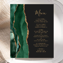 Budget Emerald Green Gold Dark Wedding Menu