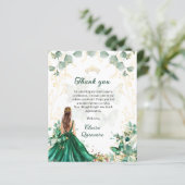 BUDGET Emerald Green Gold Floral Foto Quinceanera (Stehend Vorderseite)