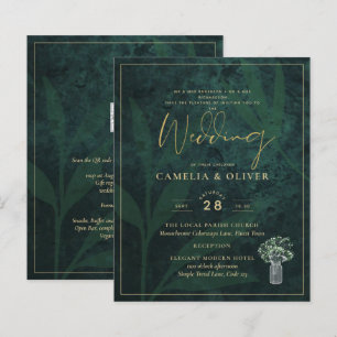 Budget Emerald Green Gold Moderne Hochzeit Einladu