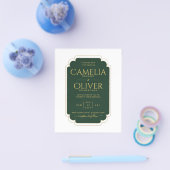 BUDGET Emerald Green Gold MONOCHROME Wedding PAPIE Flyer (Einzeln)