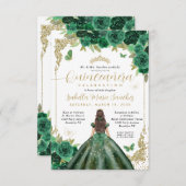 Budget Emerald Green Gold Princess Quinceañera Mitteilungskarte (Vorne/Hinten)