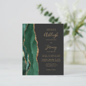 Budget Emerald Green Gold QR Code Wedding Einladun (Stehend Vorderseite)