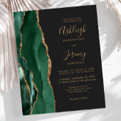 Budget Emerald Green Gold QR Code Wedding Einladun