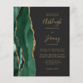 Budget Emerald Green Gold QR Code Wedding Einladun (Vorderseite)