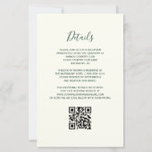 Budget Emerald Green Ivory QR-Kodex Einladung Hoch (Rückseite)