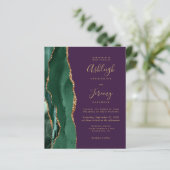 Budget Emerald Green Lila QR Code Wedite Einladung (Stehend Vorderseite)