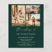 Budget Emerald Green Minimalistisch Foto Wedding (Rückseite)