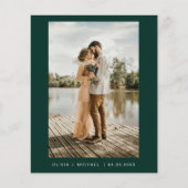 Budget Emerald Green Minimalistisch Foto Wedding (Vorderseite)