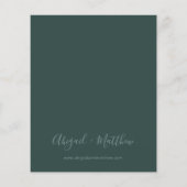 Budget Emerald Green Minimalistisch Wedding Einlad (Rückseite)