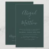Budget Emerald Green Minimalistisch Wedding Einlad (Vorne/Hinten)