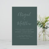 Budget Emerald Green Minimalistisch Wedding Einlad (Stehend Vorderseite)