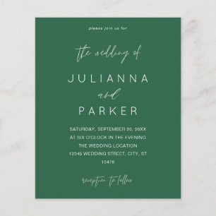 Budget Emerald Green MOD Calligraphy Wedding Flyer