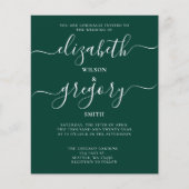 Budget Emerald Green Modern Wedding Einladung (Vorderseite)
