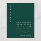 Budget Emerald Green Modern Wedding Einladung (Vorderseite)
