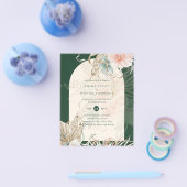 BUDGET Emerald Green Pampas Grass Peach Wedding Flyer (Einzeln)