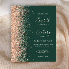 Budget Emerald Green Peach Glitzer Hochzeit Einlad