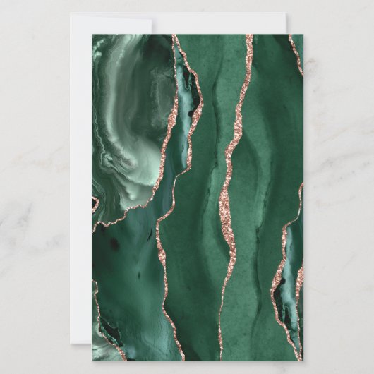 Budget Emerald Green Rose Gold Agate Blush Wedding (Rückseite)