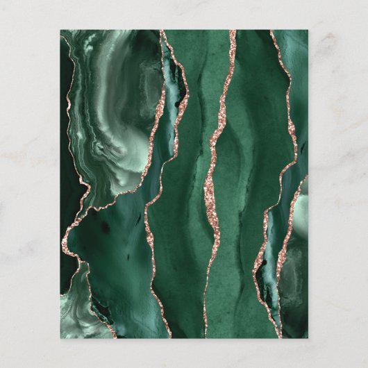 Budget Emerald Green Rose Gold Agate Wedding (Rückseite)