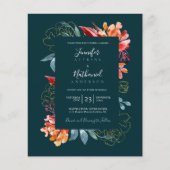 Budget Emerald Green Rusty Orange Floral Wedding (Vorderseite)