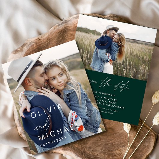 Budget Emerald Green Save the Date Foto Flyer