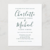 Budget Emerald Green Script Wedding Einladung (Vorderseite)