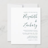 Budget Emerald Green Script Wedding Einladung (Vorderseite)
