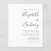Budget Emerald Green Script Wedding Einladung (Vorderseite)