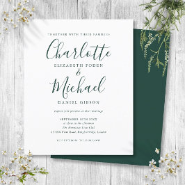 Budget Emerald Green Script Wedding Einladung