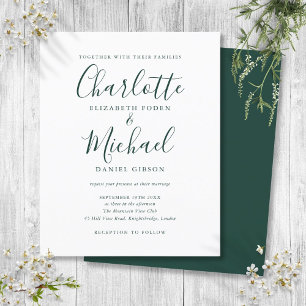 Budget Emerald Green Script Wedding Einladung