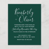 Budget Emerald Green Script Wedding Einladung (Vorderseite)