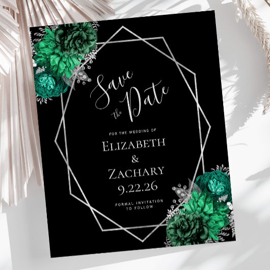 Budget Emerald Green Silver Floral Black Wedding