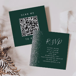 Budget Emerald Green Silver Wedding QR Code UAWG Begleitkarte